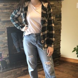 Green hooded flannel